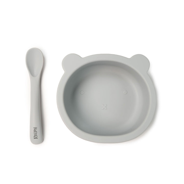 JBØRN Silicone Bowl & Spoon Set Cloud - Personalisable Baby Products Sold and Personalised by JustBørn