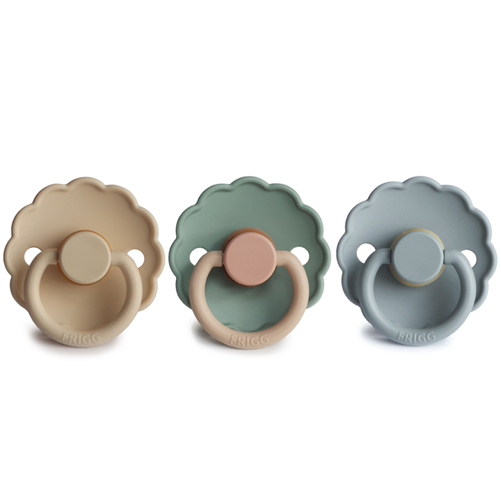 FRIGG Daisy Natural Rubber Latex Pacifier | Pack of 3 Croissant Willow French Gray - Personalisable Baby Products Sold and Personalised by JustBørn