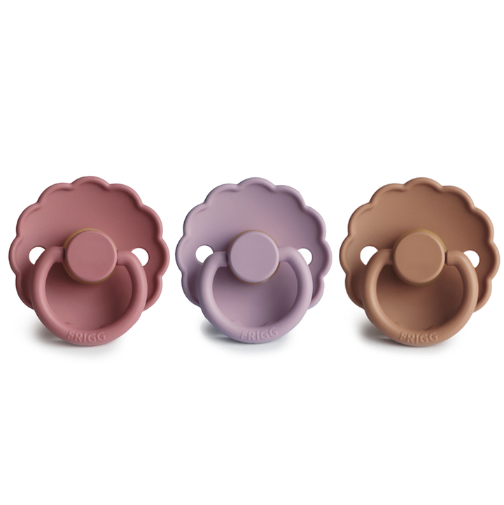 FRIGG Daisy Natural Rubber Latex Pacifier | Pack of 3 Dusty Rose Heather Peach Bronze - Personalisable Baby Products Sold and Personalised by JustBørn