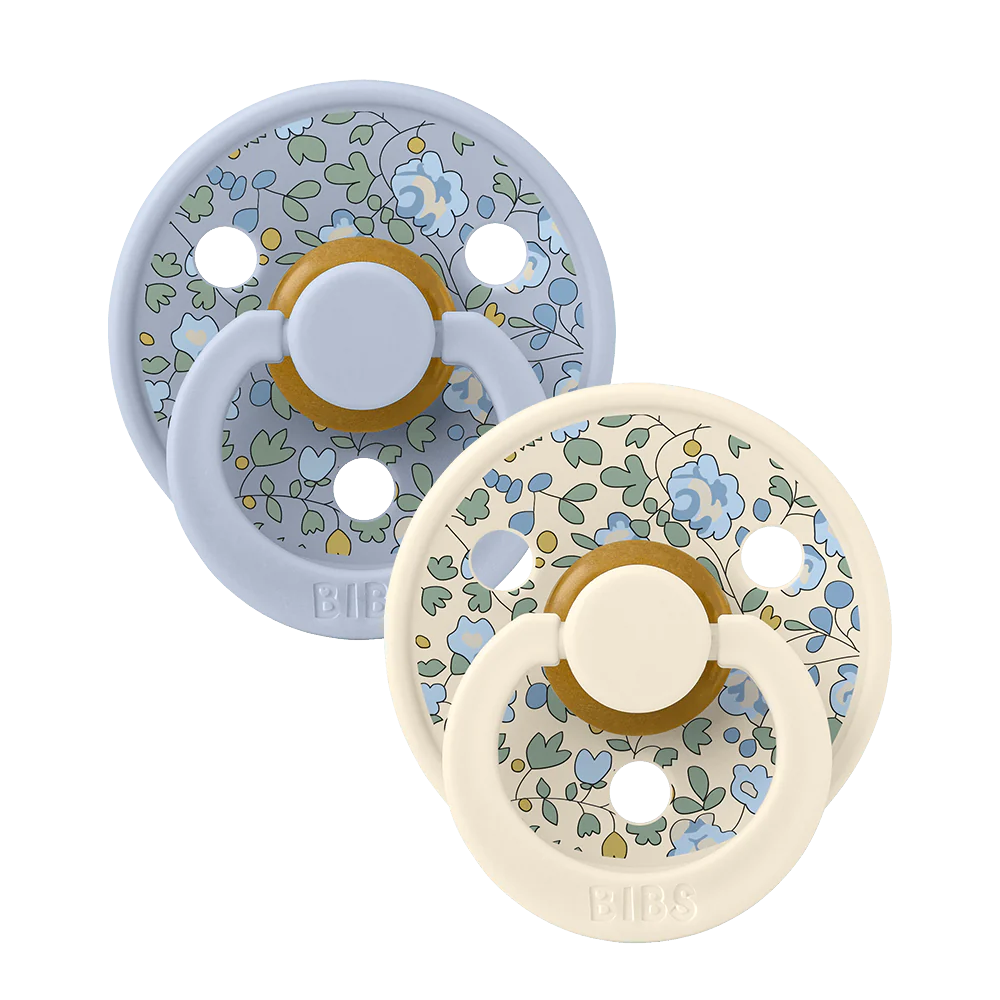 BIBS x LIBERTY Colour Latex Pacifiers - 2 Pack Eloise Dusty Blue Mix - Personalisable Baby Products Sold and Personalised by JustBørn