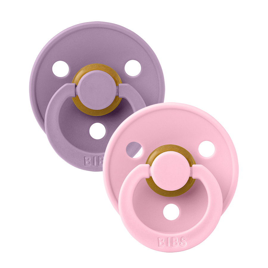 Pack of 2 BIBS Colour Latex Pacifiers 0-6 Months | Size 1 Lavender & Baby Pink - Personalisable Baby Products Sold and Personalised by JustBørn