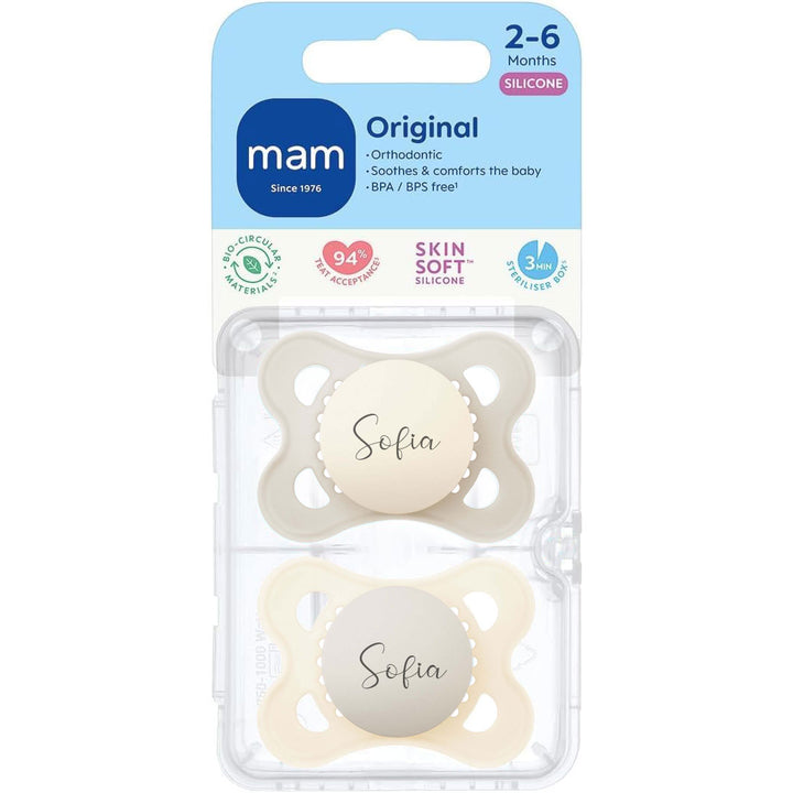 MAM Original Soother 0+/ 2-6 Months & Matching Pacifier Clip - Personalisable Baby Products Sold and Personalised by JustBørn