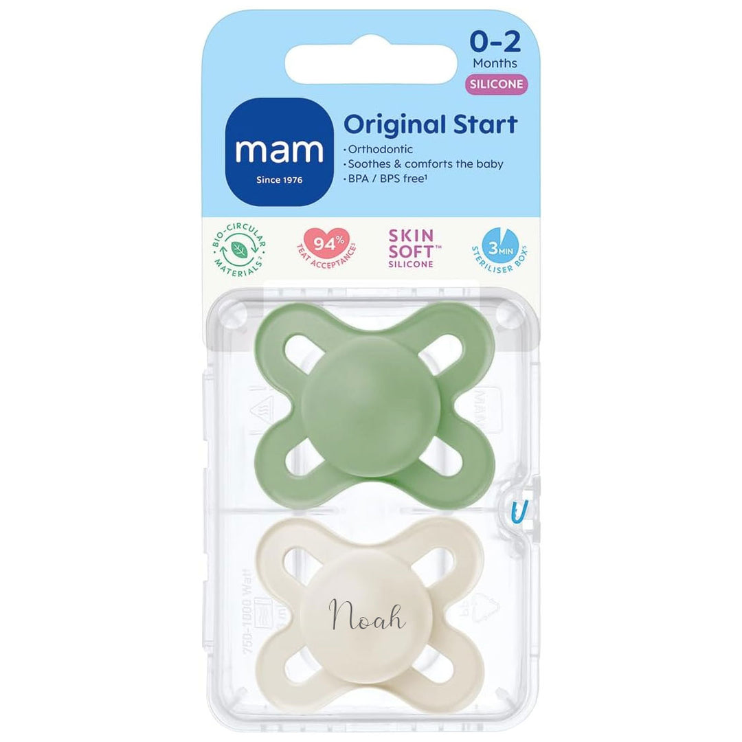 MAM Original Start Soother 0-2 Months Vanilla & Teal Blue - Personalisable Baby Products Sold and Personalised by JustBørn