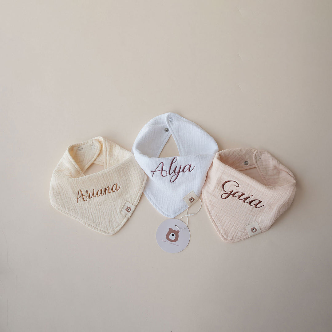 JBØRN Organic Cotton Muslin Baby Dribble Bib | Personalisable - Personalisable Baby Products Sold and Personalised by JustBørn