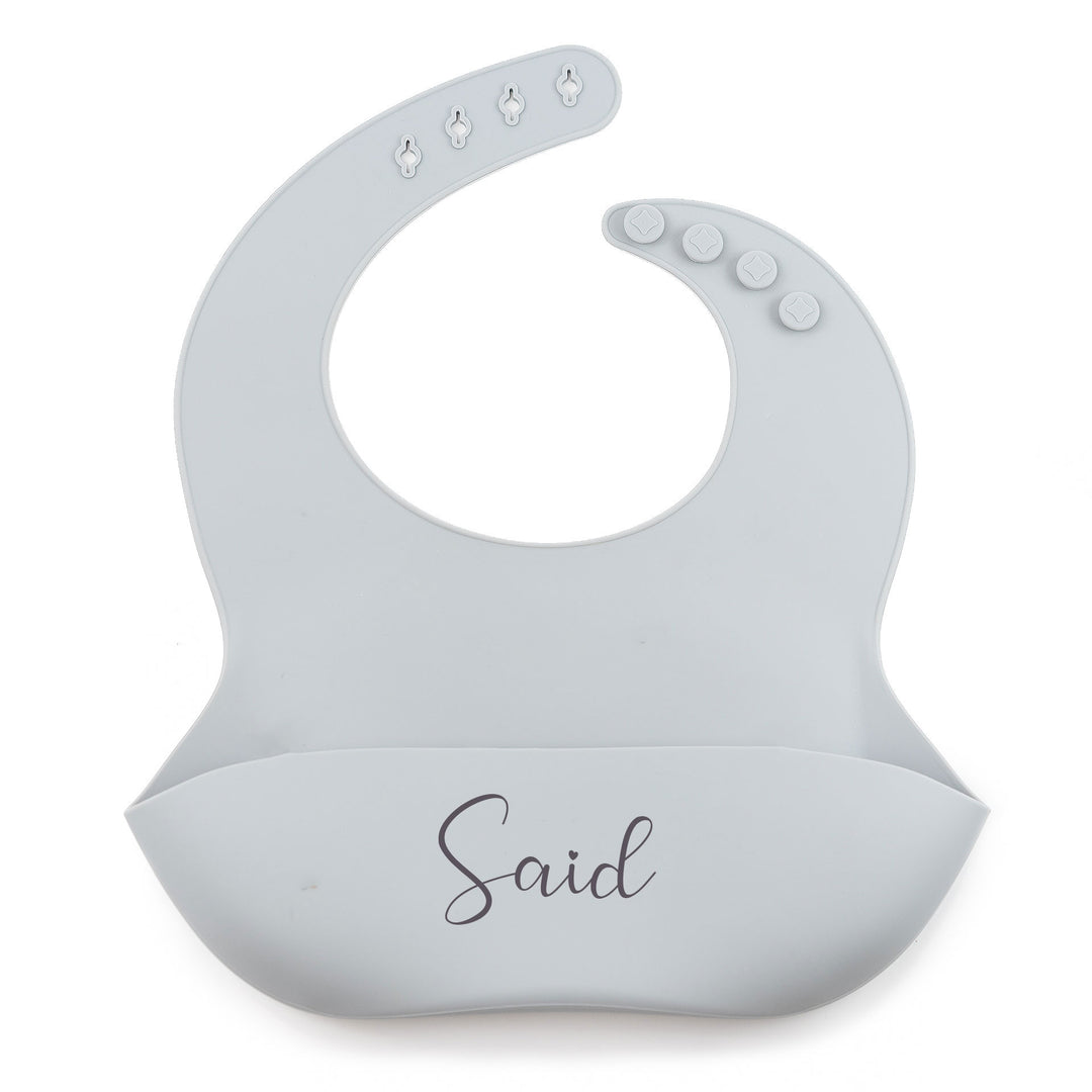 JBØRN Silicone Baby Feeding Bib Powder Blue - Personalisable Baby Products Sold and Personalised by JustBørn