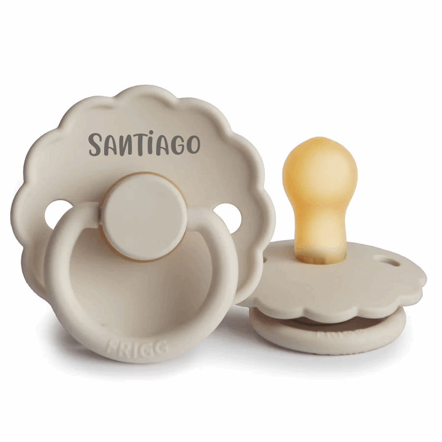 FRIGG Daisy Natural Rubber Latex Pacifier Sandstone Yes - Personalisable Baby Products Sold and Personalised by JustBørn