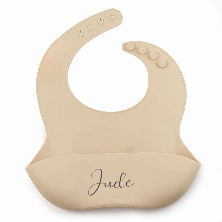 JBØRN Silicone Baby Feeding Bib Vanilla - Personalisable Baby Products Sold and Personalised by JustBørn