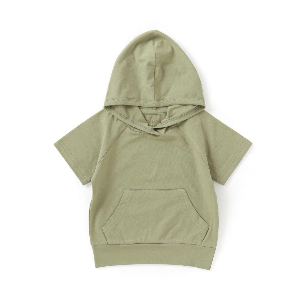 JBØRN Organic Cotton Short Sleeve Hooded Top Sage - Personalisable Baby Products Sold and Personalised by JustBørn