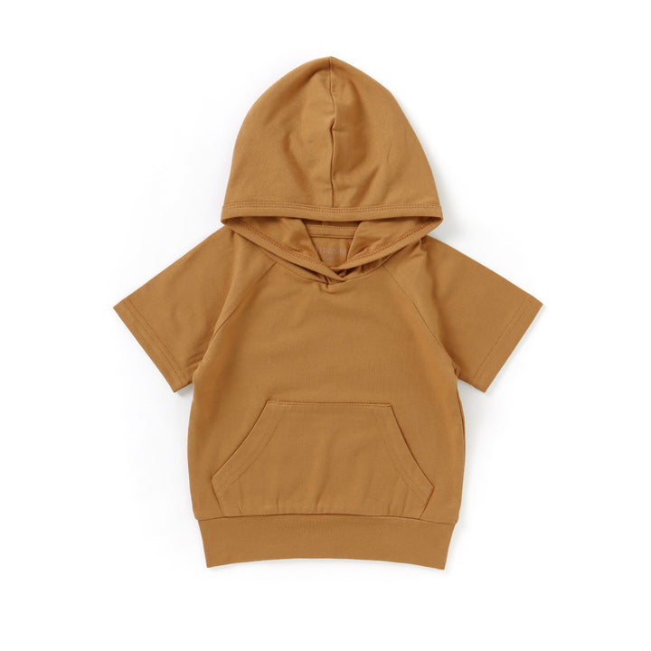 JBØRN Organic Cotton Short Sleeve Hooded Top Clay - Personalisable Baby Products Sold and Personalised by JustBørn