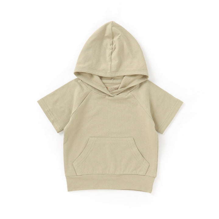 JBØRN Organic Cotton Short Sleeve Hooded Top Sandstone - Personalisable Baby Products Sold and Personalised by JustBørn